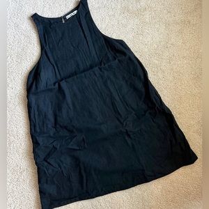 Abercrombie & Fitch High-Neck Linen-Blend Mini Dress • Black • Large